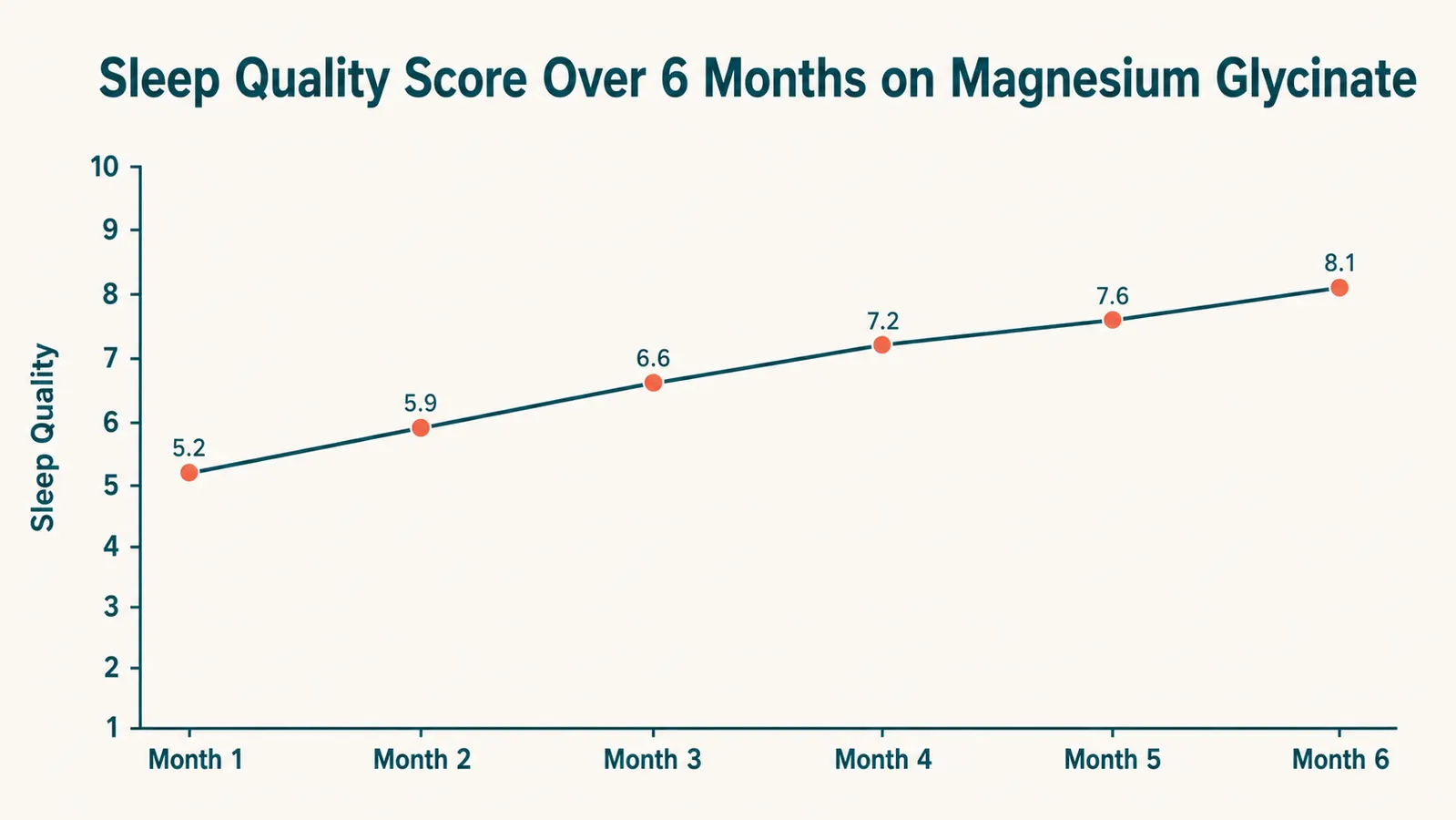 Chart showing sleep quality score improvement over 90 days on magnesium glycinate