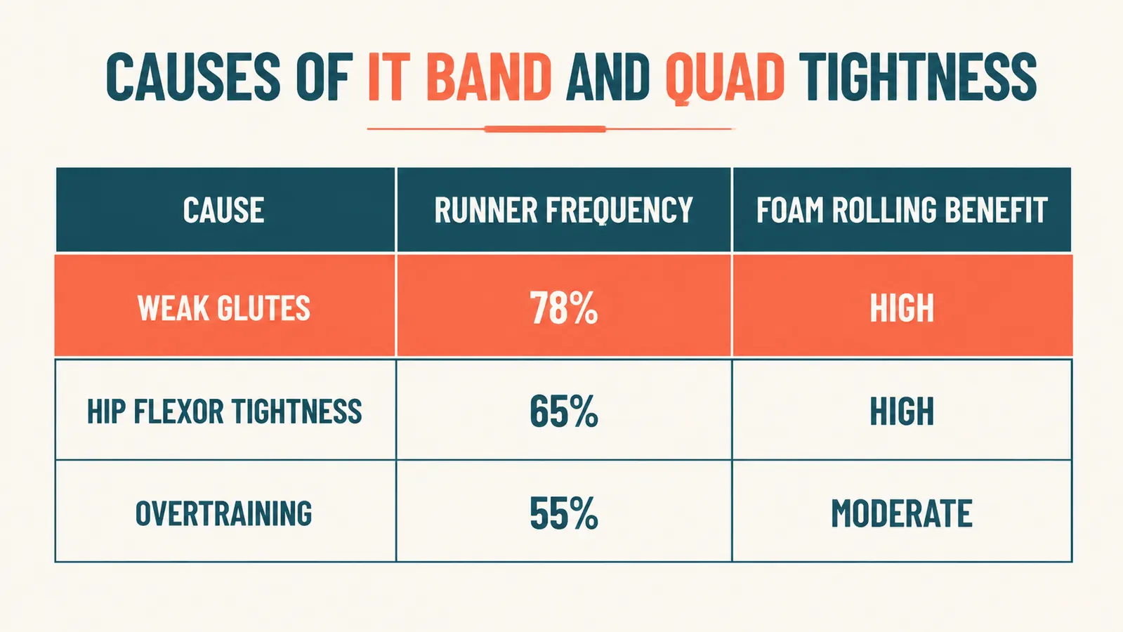 Diagram showing IT band anatomy and the correct foam rolling zone versus the nerve-rich zone to avoid